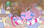 69_position ahegao anthro blue_eyes cheek_tuft clothed clothing diaper diaper_under_clothing duo excessive_feces facesitting facial_markings facial_tuft feces female female/female floppy_ears fur gas green_body green_fur grey_body grey_fur head_markings horn hose hosesuit latex latex_clothing latex_skinsuit looking_pleasured markings one_eye_closed oral padded_room pooping purple_eyes sex sitting_on_another skinsuit soiled_diaper soiling soiling_diaper straps tail tight_clothing tuft unclean_diaper used_diaper wearing_diaper wings raspberrypamps mythology riona_(riona_hexagon) zelvin domestic_cat dragon felid feline felis hybrid lagomorph leporid mammal mythological_creature mythological_scalie rabbit scalie