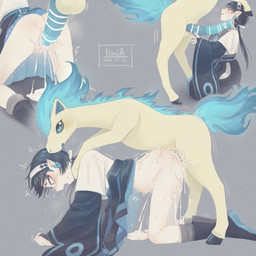 abdominal_bulge accessory all_fours animal_genitalia animal_penis balls bestiality big_penis black_hair blue_eyes blue_penis blush blush_lines bodily_fluids bottomless bottomless_humanoid bottomless_intersex bottomless_maleherm butt censor_bar censored_genitalia censored_penis clothed clothed_sex clothing cum cum_from_vagina cum_in_vagina cum_inside cum_on_butt cum_pooling cum_splatter cum_string cum_while_penetrated cumshot cute_fangs doggystyle duo ejaculation equine_genitalia equine_penis eyes_closed fangs feral feral_penetrating feral_penetrating_humanoid fire fist flaming_hair flaming_mane flaming_tail flying_sweatdrops from_behind_position fur genital_fluids genitals hair hands-free headband heart_eyes heart_symbol hooves humanoid_on_feral humanoid_penetrated ineffective_censorship intersex intersex/male intersex_humanoid intersex_penetrated interspecies larger_feral larger_male leaking_precum looking_pleasured male male_feral male_penetrating male_penetrating_intersex male_penetrating_maleherm maleherm maleherm/male maleherm_humanoid maleherm_penetrated medial_ring nervous orgasm penetration penile penile_penetration penis penis_in_vagina penis_size_difference pointy_ears pokephilia precum pseudo_hair pseudo_mane quadruped sex short_hair size_difference small_penis smaller_humanoid smaller_intersex smaller_maleherm snout sweat sweatdrop tail tan_balls tan_body tan_butt tan_fur tan_penis tan_skin teeth unguligrade vaginal vaginal_orgasm vaginal_penetration iimia nintendo pokemon momiji_(iimia) equid equine generation_1_pokemon humanoid mammal pokemon_(species) ponyta shiny_pokemon 1:1 2026 censored comic dated digital_drawing_(artwork) digital_media_(artwork) hi_res japanese_description signature