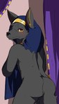 anthro blush butt dressing embarrassed male presenting presenting_hindquarters solo weissu monzon octavian_(7intandadream) anubian anubian_jackal canid canine canis jackal mammal hi_res