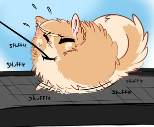 bodily_fluids collar exercise eyes_closed female feral fluffy fluffy_tail flying_sweatdrops fur leash leash_pull multicolored_body multicolored_fur overweight overweight_female overweight_feral poof running solo sweat sweatdrop tail tan_body tan_fur treadmill two_tone_body two_tone_fur rika_(artist) rika_(rika) canid canine canis domestic_dog mammal pomeranian spitz 2014 digital_media_(artwork)