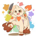 1_horn anthro biped holding_knife holding_object horn knife long_ears long_tail male open_mouth open_smile smile solo tail young young_anthro oob bandai_namco digimon nintendo pokemon digimon_(species) generation_2_pokemon hybrid pokemon_(species) smeargle terriermon 1:1 hi_res