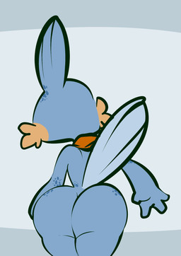 4_fingers ambiguous_gender anthro anthrofied big_butt blue_body blue_scales blue_spots butt dotted_background faceless_ambiguous faceless_character fin fingers grey_background head_fin kerchief markings mostly_nude orange_body orange_scales pattern_background pokemorph raised_tail rear_view red_kerchief scales simple_background solo spots spotted_body spotted_scales striped_background tail thick_thighs thefablednekos nintendo pokemon mabel_(thefablednekos) generation_3_pokemon mudkip pokemon_(species) 2020 digital_media_(artwork) hi_res