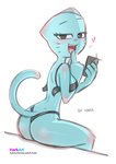 anthro black_bra black_clothing black_panties black_underwear bra breasts butt cellphone clothed clothing electronics female mature_female panties phone selfie solo thong unclasped_bra underwear underwear_only hark cartoon_network the_amazing_world_of_gumball nicole_watterson domestic_cat felid feline felis mammal absurd_res hi_res