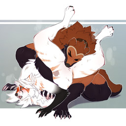 ambiguous_gender anthro areola blush breast_grab breasts brown_body brown_fur claws collar collar_only cunnilingus duo eyes_closed female finger_claws fur gloves_(marking) hair hand_on_breast looking_pleasured markings neck_tuft nude nude_anthro open_mouth oral pawpads sex size_difference smaller_female tail teeth toe_claws tremble_lines tuft vaginal white_body white_fur white_hair letsdrawcats canid canine fox gulonine mammal mustelid musteline wolverine 1:1 2025 digital_media_(artwork) hi_res nonbinary_(lore)