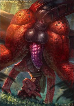 all_fours animal_genitalia animal_penis anus balls black_balls black_bars black_body black_scales bodily_fluids brown_hair butt detailed_background dripping erection feral forest genital_fluids genitals grass hair looking_at_viewer looking_back looking_through looking_through_legs low-angle_view male mostly_nude non-mammal_balls outside penis perineum plant precum presenting presenting_anus presenting_balls presenting_hindquarters raised_tail red_body red_scales scales scarf scarf_only solo sweat tail thick_thighs tree wings red-izak mythology ray_vanhem dragon mythological_creature mythological_scalie scalie 2019 letterbox