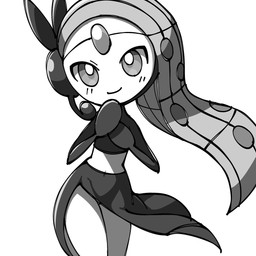 blush blush_lines clothing dress female flowing_clothing forehead_gem gem hair headpiece navel pseudo_clothing smile solo noye nintendo pokemon generation_5_pokemon humanoid legendary_pokemon meloetta meloetta_(aria_form) pokemon_(species) 1:1 2025 digital_drawing_(artwork) digital_media_(artwork) greyscale hi_res monochrome
