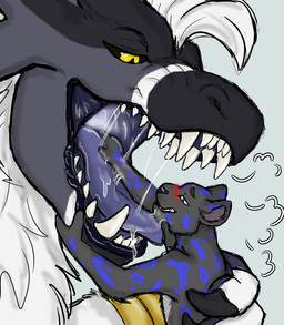 anthro anthro_on_feral bestiality bodily_fluids bracelet claws duo feral glowing gold_(metal) gold_bracelet gold_jewelry jewelry larger_feral male mouth_shot neck_tuft open_mouth saliva saliva_on_tongue sharp_teeth size_difference teasing teeth tongue tuft hgythshs mythology rodion_(snep) starius-drago_(dragonphoenix790) dragon felid mammal mythological_creature mythological_scalie pantherine scalie snow_leopard absurd_res hi_res