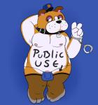 anthro body_writing bulge clothing collar cuff_(restraint) genitals gesture hand_gesture handcuffs knock-kneed male metal_cuffs overweight overweight_anthro overweight_male penis penis_base pigeon_toed public_use restraints shackles solo underwear v_sign writing_on_belly grolarbearsins animal_crossing nintendo booker_(animal_crossing) bulldog canid canine canis domestic_dog mammal mastiff molosser hi_res