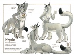 anthro digitigrade dipstick_tail female kryslin markings nude pose quadruped side_view solo tail tail_markings text kacey felid felid_taur feline feline_taur lynx lynx_taur mammal mammal_taur taur 2009 english_text model_sheet