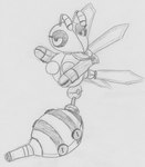 after_transformation arthropod_abdomen cannon eyelashes gun machine ranged_weapon simple_background solo stinger weapon wings krysto_(artist) sega sonic_the_hedgehog_(series) hayley_(otterlyinspired) animate_inanimate arthropod badnik bee buzz_bomber hymenopteran insect robot wasp 2025 absurd_res guide_lines hi_res monochrome tagme traditional_media_(artwork)