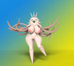 areola big_breasts breasts empty_eyes featureless_feet feet female fur genitals glowing glowing_eyes hair happy huge_breasts inverted_nipples looking_at_viewer multi_arm multi_limb nipples non-mammal_breasts nude pussy shadowed_eyes simple_background solo stylized_empty_eyes tentacle_arms tentacle_limbs tentacles thick_thighs white_body white_eyes white_fur white_skin wide_hips mrlolzies101 hollow_knight team_cherry radiance_(hollow_knight) arthropod eldritch_abomination humanoid insect lepidopteran moth 2020 3d_(artwork) 3d_animation animated blender_(artwork) digital_media_(artwork) loop no_sound short_playtime webm