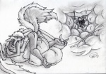 anthro anthro_pred apode backsack balls bodily_fluids cum detailed_internal draconcopode duo female female_pred first_person_view forceswerwolf furred_wings genital_fluids genitals graphite_(artwork) greyscale head_first head_in_mouth internal lamia legless male male/female male_prey mammal membrane_(anatomy) membranous_wings mephitid mixed_media monochrome pen_(artwork) pencil_(artwork) raised_tail reptile scalie serpentine skunk skunkhase snake split_form tail tanaga throat traditional_media_(artwork) vore willing_prey wings