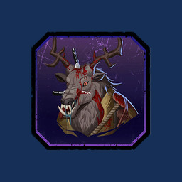 anthro antlers black_border black_nose blood blood_on_clothing blood_on_face blood_on_knife blood_on_shirt bodily_fluids border brown_antlers brown_clothing brown_shirt brown_topwear clothed clothed_anthro clothed_male clothing drooling fur grey_body grey_fur horn knife knife_in_head light long_fangs male male_anthro no_eyebrows open_mouth purple_background red_eyes rope saliva shirt simple_background solo stab topwear wound_on_face wounded unknown_artist dead_by_daylight the_huntress_(dead_by_daylight) were-elk_(dead_by_daylight) cervine deer elk mammal werecreature weredeer wereelk 1:1 2026 alpha_channel bust_portrait colored digital_drawing_(artwork) digital_media_(artwork) english_description icon lighting official_art portrait shaded