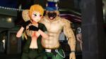 anthro black_nose blonde_hair blue_hair blush breasts cleavage clothed clothing drunk duo eyes_closed female fur grope hair kemono male markings multicolored_body multicolored_fur muscular muscular_male navel nipples no_bra open_mouth piercing shirt smile spots spotted_body spotted_fur stalking substance_intoxication tongue tongue_out tongue_piercing topless topwear underwear malicekira sin_sack waidan_kai human hyena mammal spotted_hyena 16:9 2018 3d_(artwork) digital_media_(artwork) widescreen