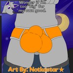 anthro balls_outline bottomwear bottomwear_down briefs bulge clothed clothing detailed_bulge dialogue genital_outline male moon pants pants_down partially_clothed presenting presenting_bulge question_mark raised_tail sheath_outline sky solo space star tail underwear wondering conditional_dnp notkastar zatch_(notkastar) canid canine canis mammal wolf 1:1 2d_animation animated frame_by_frame loop short_playtime