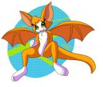 anthro female flying fur green_eyes looking_at_viewer open_mouth orange_body orange_fur paws smile solo spread_legs spreading teeth tongue wings amethyst_star_(artist) ikaribunbun dust:_an_elysian_tail fidget_(elysian_tail) bat mammal nimbat hi_res