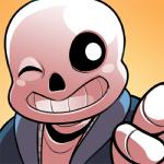 bone clothed clothing gradient_background not_furry simple_background skeleton solo cubewatermelon undertale undertale_(series) sans_(undertale) animated_skeleton humanoid undead 1:1 bust_portrait icon low_res portrait