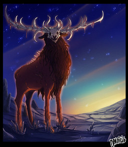black_border border day feral outside solo standing ravoilie deer mammal 2015 digital_media_(artwork) hi_res