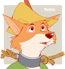 anthro black_nose bound captured clothing cute_fangs fangs fur hat headgear headwear kemono looking_at_another male medieval_clothing multicolored_body multicolored_fur orange_body orange_fur pointy_ears simple_background solo teeth two_tone_body two_tone_fur white_body white_fur shimomaro disney robin_hood_(disney) canid canine fox mammal