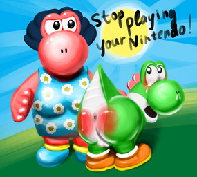 angry anus backsack balls bent_over big_nose blush bodily_fluids breasts butt butt_slap clothed clothing crying dress duo exclamation_point female flower footwear genitals glistening green_body green_skin hair looking_up male non-mammal_balls non-mammal_breasts open_mouth pink_body pink_skin plant raised_arm raised_tail red_blush shadow shoes slap snot spanking sun tail tail_anus tears text thick_tail tongue unknown_artist mario_bros nintendo dinosaur green_yoshi lizard prehistoric_species red_yoshi reptile scalie yoshi hi_res mother_(lore) parent_(lore)