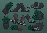 4_toes abstract_background ambiguous_gender anthro balancing black_body black_fur black_nails claws colored_nails digitigrade disembodied_foot feet foot_focus foot_shot fur markings nails pawpads paws simple_background solo striped_markings stripes toe_claws toes wraps akysha mammal mephitid skunk 2022 multiple_images