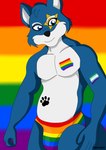 blue_body blue_eyes blue_fur clothing fur lgbt_pride male muscular muscular_male pride_color_clothing pride_color_flag pride_colors solo underwear white_body ciel-wolf lgbt_pride_month canid canine canis mammal wolf