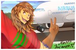 border male posing_for_picture solo white_border mattiyyah_lion airbus_a380 felid lion mammal pantherine 3:2 hi_res