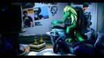 6_ears annoyed anthro beer_bottle big_hair black_bottomwear black_clothing black_pants black_shirt black_topwear blonde_hair blue_body blue_eyes blue_hair blue_scales bottle bottomwear breasts chair clothing container crop_top duo electronics female floor furniture glowing glowing_eyes green_body green_scales hair hand_on_knee hand_on_leg inside long_hair lying lying_on_ground medium_breasts multi_ear night non-mammal_breasts non-mammal_hair on_chair on_front on_ground open_mouth pants pointy_ears scales shirt short_hair sitting sitting_on_chair sleepover tail television topwear watching_television white_hair wood wood_floor yellow_sclera zelyonka warfaremachine_(modeler) five_nights_at_freddy's mythology scottgames alilkira bonnie_(fnaf) sevan_(warfaremachine) alien dragon ghost lizard mythological_creature mythological_scalie reptile scalie spirit 16:9 3d_(artwork) 4k absurd_res digital_media_(artwork) hi_res source_filmmaker_(artwork) watermark widescreen