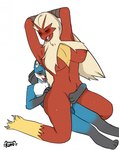 anthro areola big_breasts breasts claws duo feathers female genitals larger_female male male/female nipples on_bottom on_top penis red_areola red_body red_feathers red_nipples reverse_cowgirl_position sex size_difference tongue tongue_out kurosita nintendo pokemon avian blaziken canid canine generation_3_pokemon generation_4_pokemon lucario mammal pokemon_(species) hi_res