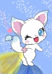 blue_eyes butt fart female fur gas kemono one_eye_closed open_mouth solo white_body white_fur wink corngitsune jewelpet sanrio sega sega_fave larimar_(jewelpet) arctic_fox canid canine fox mammal true_fox