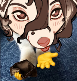 anthro blep emoji female humor puppybrained_artist self_insert solo tongue tongue_out canid canine felid feline mammal hi_res