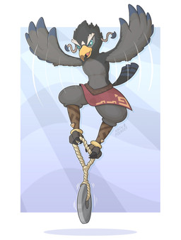 anthro black_body black_feathers blue_body blue_feathers clothed clothing exercise feather_hands feathered_wings feathers feet flying male multicolored_body multicolored_feathers pecs rope simple_background solo tail tail_feathers talons toes topless weightlifting wings workout snow_pounder_(artist) breath_of_the_wild nintendo the_legend_of_zelda fan_character ravizo avian bird rito 2020 hi_res signature
