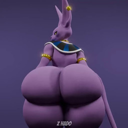 anthro big_butt butt ear_piercing ear_ring femboy glowing glowing_eyes hairless huge_butt looking_back male piercing purple_body purple_skin ring_piercing smile solo standing tail twerking yellow_eyes z_hado dragon_ball dragon_ball_super beerus deity domestic_cat felid feline felis hairless_cat mammal sphynx_(cat) 1:1 3d_(artwork) animated digital_media_(artwork) no_sound short_playtime webm