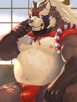 anthro asian_clothing belly brown_body brown_fur clothing east_asian_clothing fundoshi fur humanoid_hands japanese_clothing kemono male moobs nipples overweight overweight_anthro overweight_male solo underwear fug@9 lifewonders tokyo_afterschool_summoners goemon_(tas) canid canine mammal raccoon_dog tanuki 2020 3:4