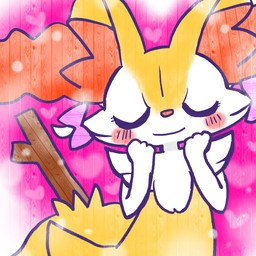 ambiguous_anthro ambiguous_gender anthro biped blush blush_stickers bow_ribbon closed_smile eyelashes eyes_closed front_view hand_to_face heart_symbol mouth_closed object_in_tail simple_background smile solo stick stick_in_tail tail annyui0611 nintendo pokemon braixen canid generation_6_pokemon mammal pokemon_(species) 1:1 2024 digital_drawing_(artwork) digital_media_(artwork) half-length_portrait hi_res portrait