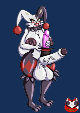 3_toes anthro areola balls big_areola big_balls big_breasts big_nipples big_penis black_body black_fur breasts clothing clown dildo erection feet foreskin fur genitals glistening glistening_body gynomorph harlequin hat headgear headwear huge_areola huge_balls huge_breasts huge_penis humanoid_genitalia humanoid_penis hyper hyper_balls hyper_genitalia hyper_penis intersex jester latex latex_body latex_skin lips magic_trick magician markings multicolored_body nipples nude palmorph penis sex_toy sharp_teeth smile solo split_color tail teeth thick_lips thick_thighs toes top_hat tuft two_tone_body white_body white_fur wide_hips yellow_eyes ladyfoxheart palworld pocketpair domestic_rabbit dupin_(pal) harlequin_rabbit lagomorph leporid mammal oryctolagus pal_(species) rabbit absurd_res hi_res
