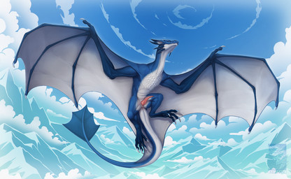 ambiguous_gender animal_genitalia anus blue_body blue_scales claws erection feral flying genital_slit genitals low-angle_view male membrane_(anatomy) membranous_wings midair paws penis scales slit_penis solo spread_wings tail tapering_penis white_body white_claws white_scales wings keltaan european_mythology mythology korvyn dragon mythological_creature mythological_scalie scalie western_dragon wyvern hi_res