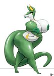 anthro anthrofied big_breasts big_butt breasts butt female genitals huge_breasts huge_butt inverted_nipples lips long_tail markings nipples non-mammal_breasts pink_eyes pokemorph pussy slightly_chubby slightly_chubby_female solo tail thick_lips mop_(artist) nintendo pokemon generation_5_pokemon pokemon_(species) reptile scalie serperior absurd_res hi_res