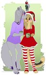 4_toes anthro beverage blush bottomless bottomwear candy chocolate christmas_clothing christmas_headwear claws clothed clothing colored_nails container costume cup dessert digitigrade duo feet female femboy food fur grey_body grey_fur grey_hair hair hat headgear headwear highlights_(coloring) holidays hot_chocolate kissing leggings legwear long_hair love male male/female mistletoe nails plant purple_hair romantic romantic_couple santa_hat simple_background skirt smile stockings sweater toe_claws toes topwear wide_hips kyotoleopard christmas ammy_fluff_(character) tsukiko_hanako_(character) canid canine canis cougar felid feline fox hybrid mammal wolf 2018 dated digital_media_(artwork) hi_res