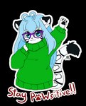 2023 :3 absurd_res ahoge alpha_channel ambiguous_gender antenna_hair anthro black_pawpads blue_hair blue_tongue bodily_fluids cheering chibi clothed clothing dipstick_ears dipstick_tail ear_markings english_text eyewear felid fur gesture glasses green_clothing green_sweater green_topwear green_turtleneck hair hair_heart half-length_portrait happy heart_(marking) heart_ahoge heart_on_body heart_symbol heart_tail hi_res letter_replacement leucistic looking_at_viewer mammal markings meme multicolored_ears multicolored_tail nicholas_c._corbin oversized_clothing pantherine pawpads pawprint_font portrait positive_message poster poster_template purple_eyewear purple_glasses reaction_image simple_background smile smirk smug solo sticker sunglasses sweater tail tail_markings text the_corbin_family therobotickitty tiger tongue topwear transparent_background turtleneck white_body white_fur youtuber