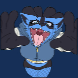 anthro blue_body blue_eyes blue_fur bottomwear clothing cropped_jacket denim denim_bottomwear denim_clothing denim_shorts female first_person_view fishnet_clothing fishnet_legwear fur jumpscare legwear mouth_shot open_mouth pokemorph sharp_teeth shorts simple_background solo teeth transparent_background uvula ketzel99 arc_system_works guilty_gear nintendo pokemon bridget_(guilty_gear) j0lt generation_4_pokemon lucario pokemon_(species) 1:1 alpha_channel digital_media_(artwork) hi_res
