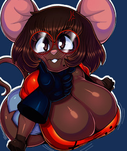 angry anthro big_breasts biped blush bottomwear breasts brown_body brown_eyes brown_hair butt cleavage clothed clothing cross-popping_vein disembodied_hand eyewear female glasses glistening glistening_body hair huge_breasts huge_thighs thick_thighs topwear wearing_glasses neo_hajime third-party_edit tisinrei gwen_geek gwen_martin mammal mouse murid murine rodent alpha_channel color_edit colored hi_res