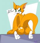 3_toes anthro butt dialogue feet female fur green_eyes insult looking_at_viewer nude orange_body orange_fur paws simple_background solo text toes wings fluffihoodie dust:_an_elysian_tail fidget_(elysian_tail) bat mammal nimbat 2019 digital_media_(artwork) english_text hi_res signature