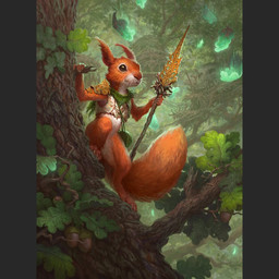 anthro claws food fruit fur hazelnut holding_melee_weapon holding_object holding_polearm holding_spear holding_weapon leaf male melee_weapon nut_(fruit) plant polearm red_body red_fur smile solo spear standing tail tree weapon whiskers jakob_kasper hasbro magic:_the_gathering wizards_of_the_coast mammal rodent sciurid tree_squirrel 1:1 2024 official_art