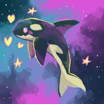 ambiguous_gender blush cetacean detailed_background dolphin drugs feral heart_symbol hi_res mammal marine oceanic_dolphin orca retros smile solo space star star_eyes substance_intoxication toothed_whale