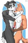 anthro anthro_on_anthro balls black_body black_fur blush duo erection frottage fur genitals hug humanoid_genitalia humanoid_penis interspecies male male/male nipples nude orange_body orange_fur penile penis sex simple_background smile white_body white_fur mothandpodiatrist border_collie canid canine canis collie domestic_dog fox herding_dog mammal pastoral_dog red_fox sheepdog true_fox hi_res