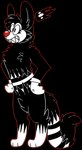 2017 alpha_channel alternate_species animaniacs anthro black_body black_fur clothing digital_drawing_(artwork) digital_media_(artwork) digitigrade eyelashes fan_character featureless_crotch flat_colors floating_crown full-length_portrait fur gloves gloves_only hands_on_own_hips handwear handwear_only hi_res hindpaw inkblot jaspering king_jasper male male_anthro mostly_nude outline paws portrait red_nose red_outline sharp_teeth simple_background smile snout solo standing tail teeth trans_(lore) trans_man_(lore) transparent_background warner_brothers white_clothing white_gloves white_handwear
