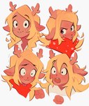 anthro antlers blonde_hair blush female fingers freckles hair horn mouth_closed multiple_poses narrowed_eyes open_mouth pose simple_background smile solo tan_body tan_face teeth white_background lenny-chi deltarune undertale_(series) noelle_holiday deer mammal 2024 digital_drawing_(artwork) digital_media_(artwork) hi_res