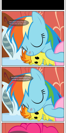 bed blue_eyes blue_fur comic cutie_mark dialog doll english_text equine female feral friendship_is_magic frown fur glowing hair horn horse long_hair looking_at_viewer lying magic mammal multi-colored_hair my_little_pony open_mouth orange_hair pegasus pillow pink_fur pink_hair pinkie_pie_(mlp) plushie pony purple_eyes purple_hair rainbow_dash_(mlp) rainbow_hair sick sleeping smile spitfire_(mlp) text tongue twilight_sparkle_(mlp) two_tone_hair winged_unicorn wings wonderbolts_(mlp) yellow_fur zacatron94
Rating: Safe
Score: 7
User: Deatron
Date: December 29, 2013