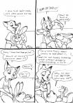 anthro buckteeth canid canine clothing comic dialogue disney duo english_text eric_schwartz female fox furniture hi_res judy_hopps lagomorph leporid long_ears mammal monochrome nick_wilde rabbit red_fox size_difference sofa teeth text true_fox zootopia